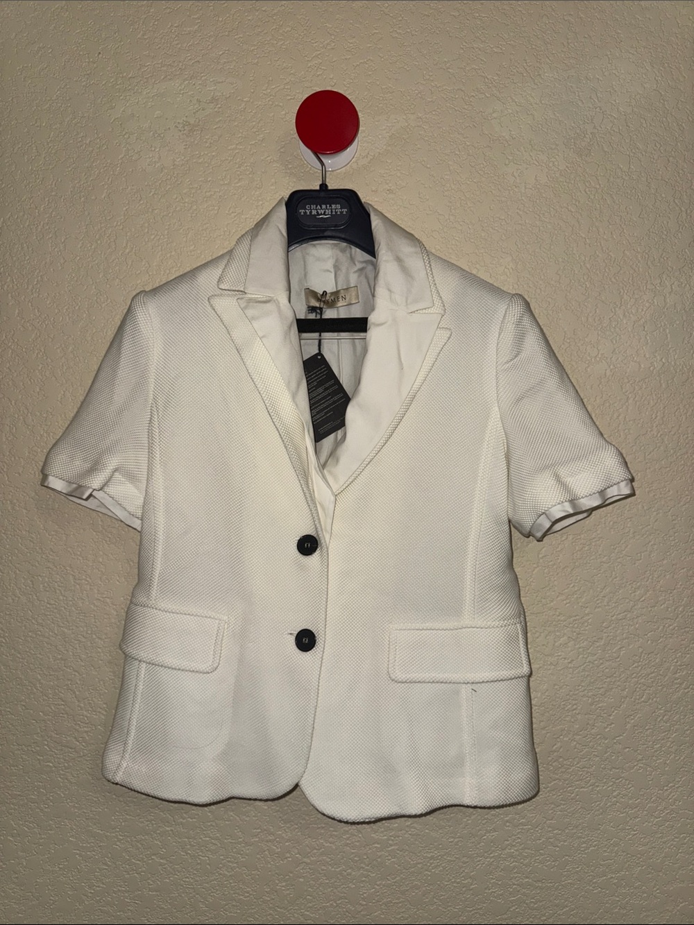 White Short-Sleeve Blazer Jacket